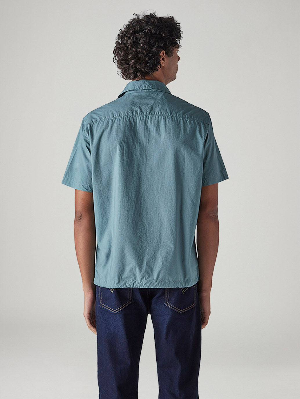 Men's Blue Solid Relaxed Fit Commuter Shirt - Back View