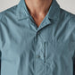 Men's Blue Solid Relaxed Fit Commuter Shirt - Detail View