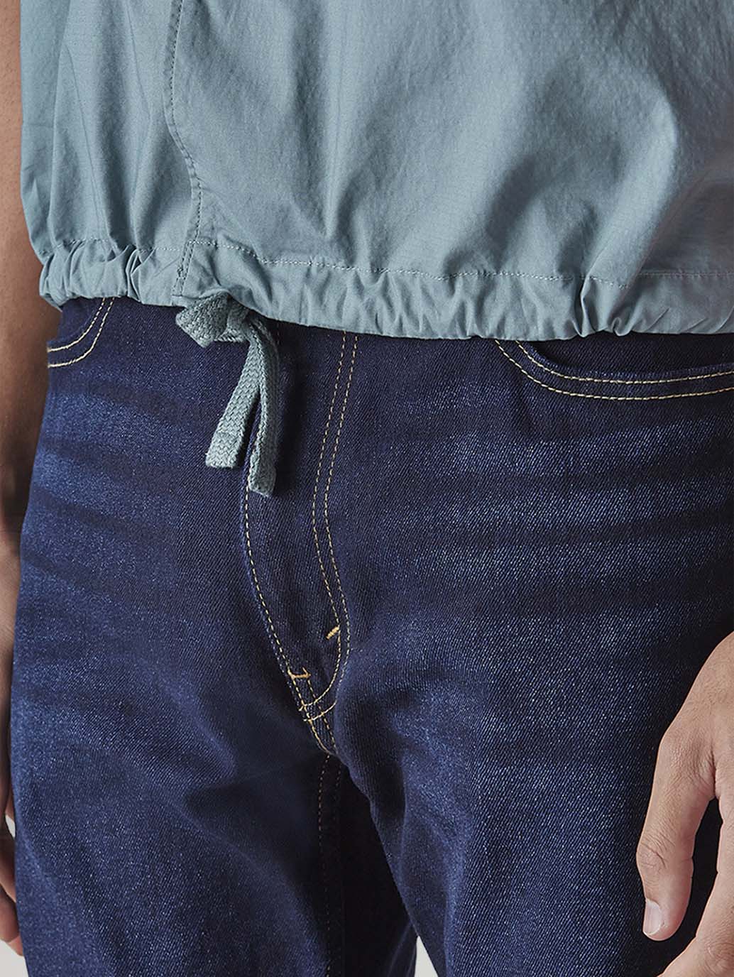 Men's Blue Solid Relaxed Fit Commuter Shirt - Detail View
