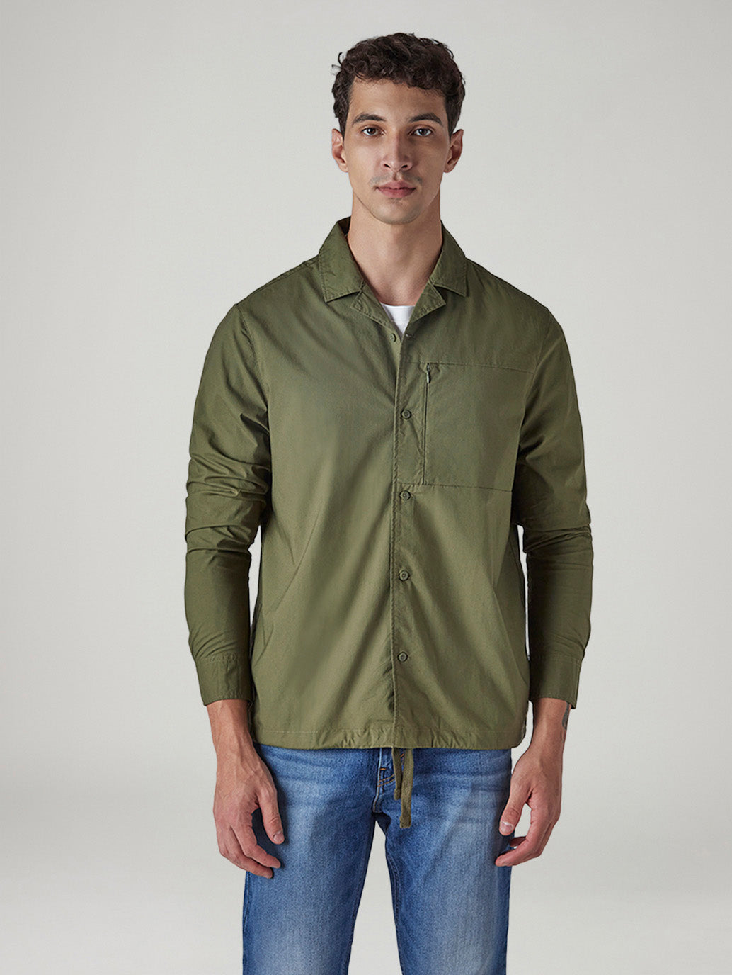 Men's Solid Relaxed Fit Shirt - Front View