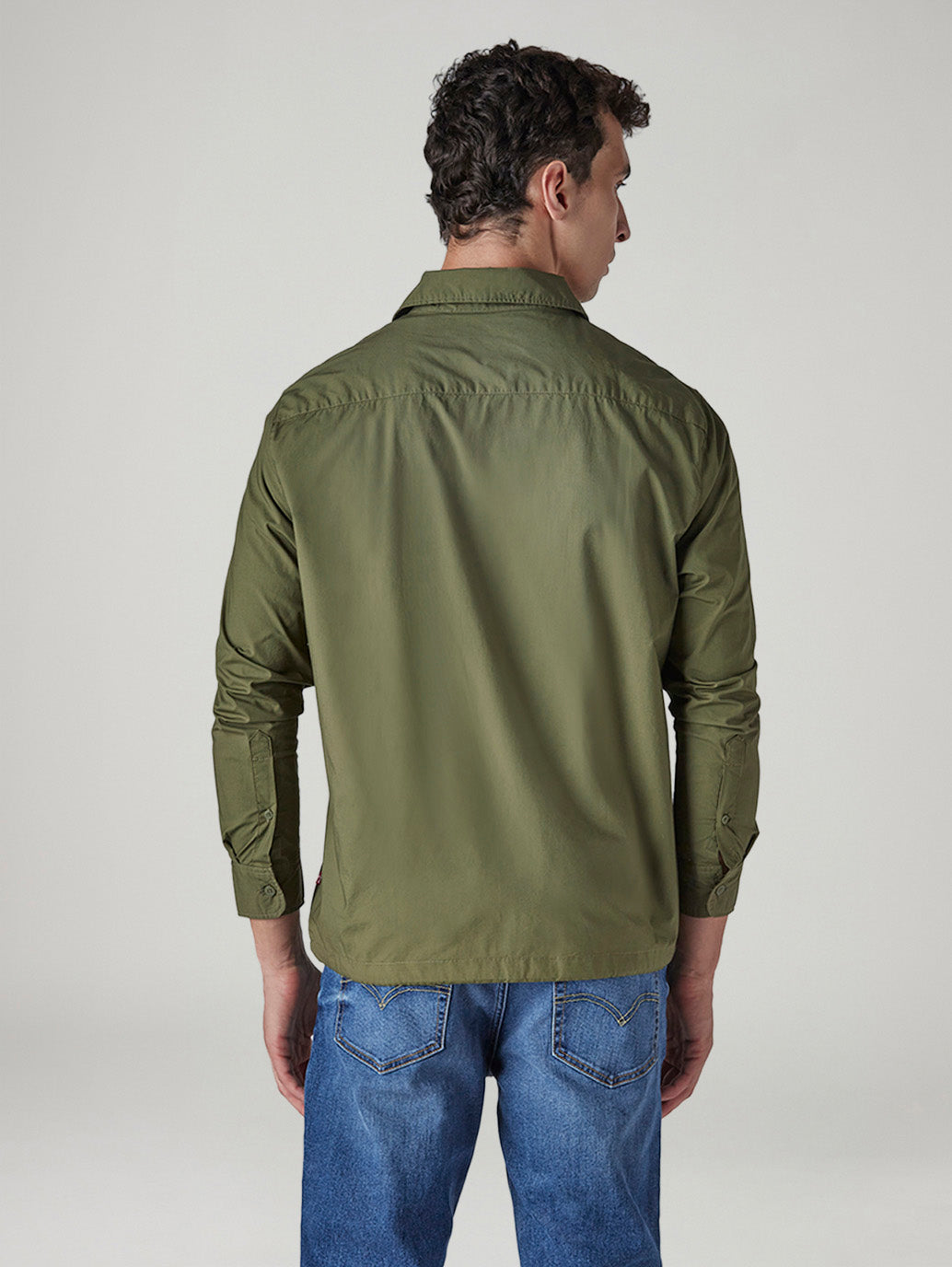 Men's Solid Relaxed Fit Shirt - Back View