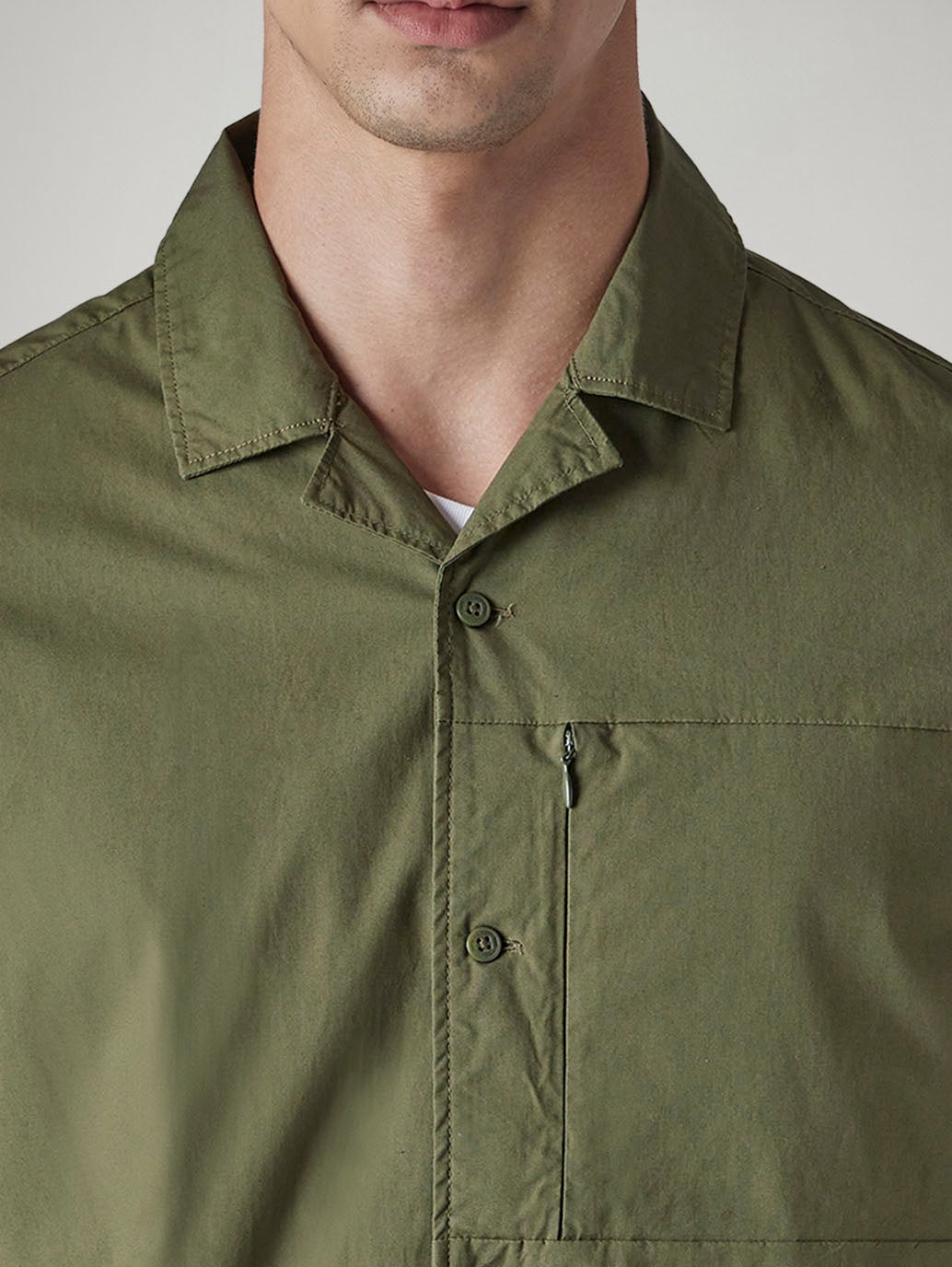Men's Solid Relaxed Fit Shirt - Detail View
