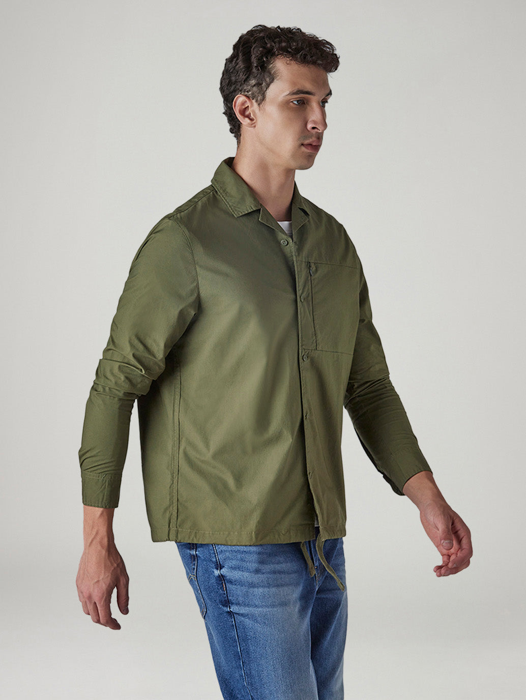 Men's Solid Relaxed Fit Shirt - Side View