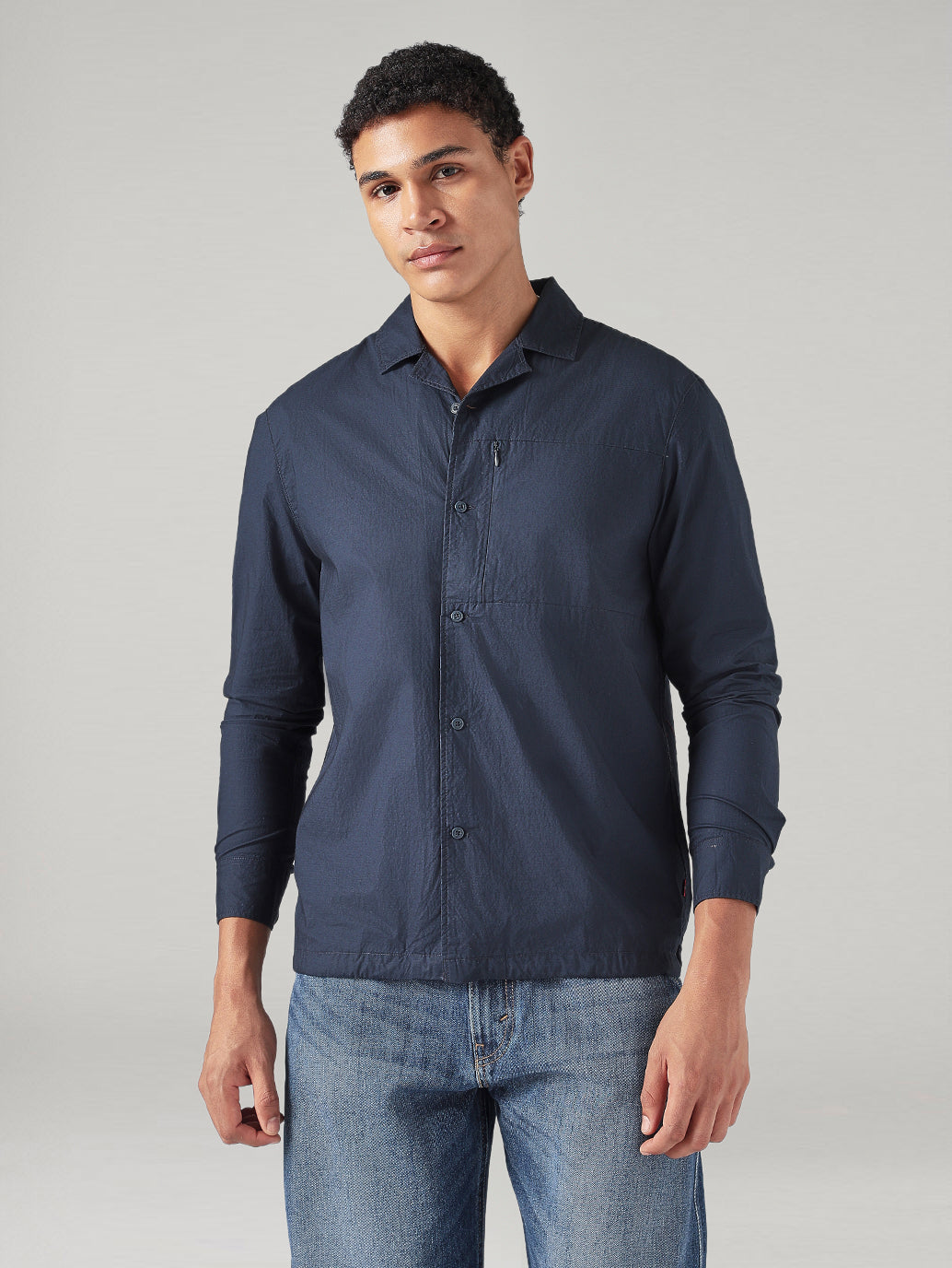 Men's Solid Relaxed Fit Shirt - Front View