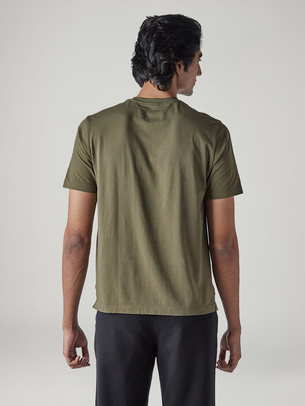 Men's Solid Regular Fit Jersey T-Shirt - Back View
