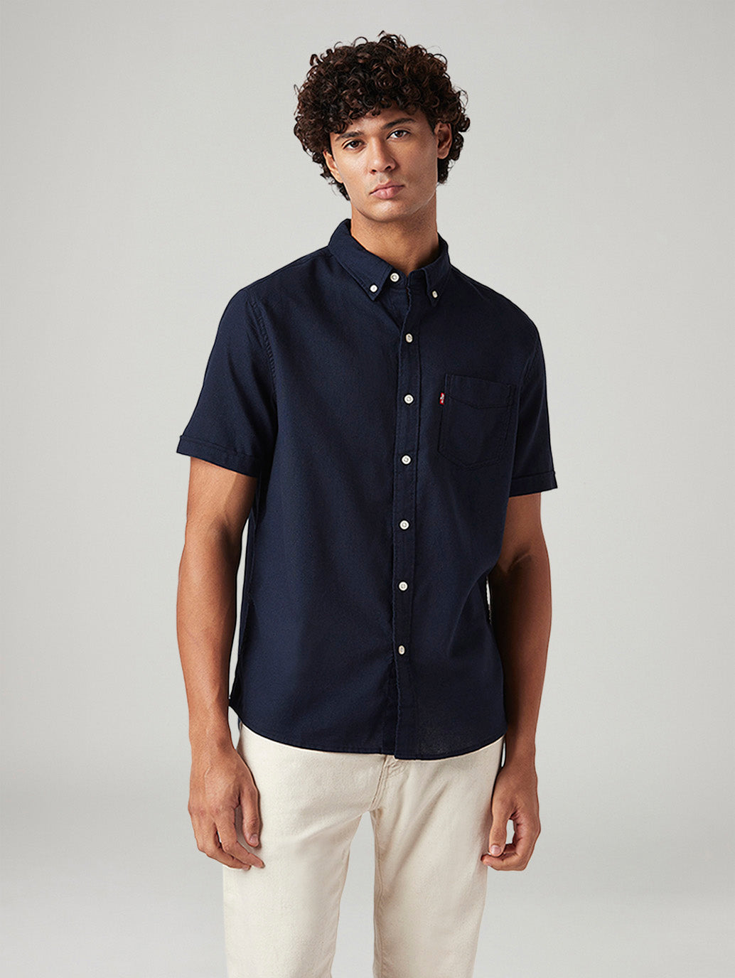 Men's Solid Slim Fit Oxford Shirt - Front View