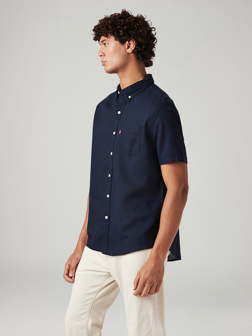 Men's Solid Slim Fit Oxford Shirt - Side View