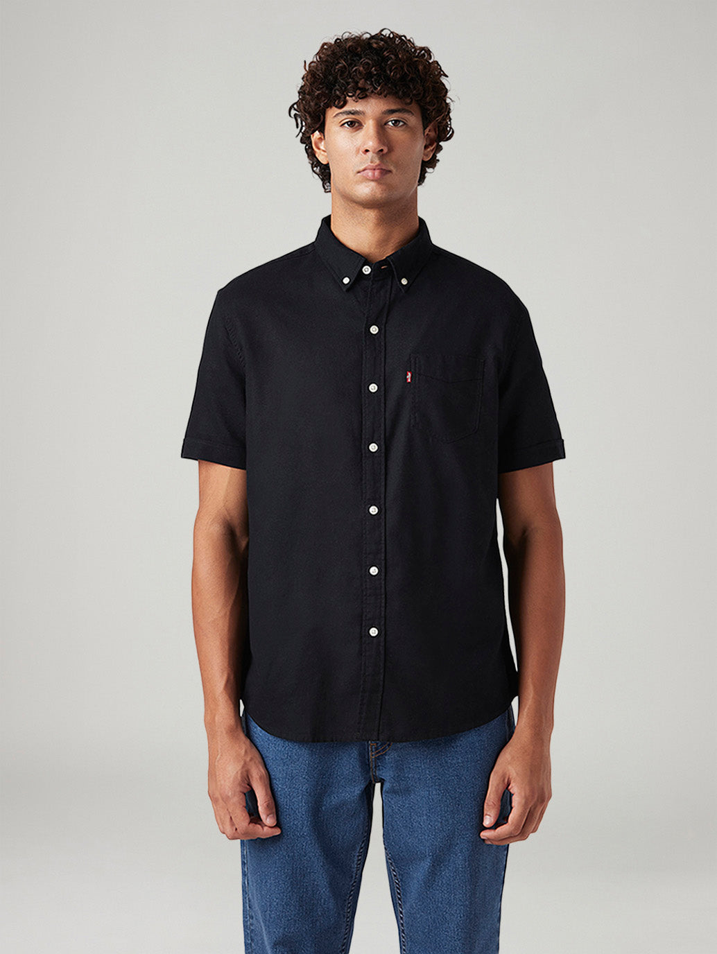 Men's Solid Slim Fit Oxford Shirt - Front View