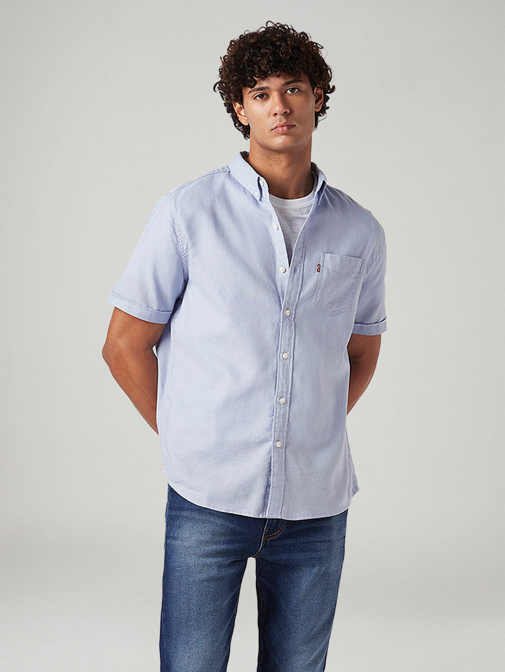 Men's Solid Slim Fit Oxford Shirt - Styleshot View