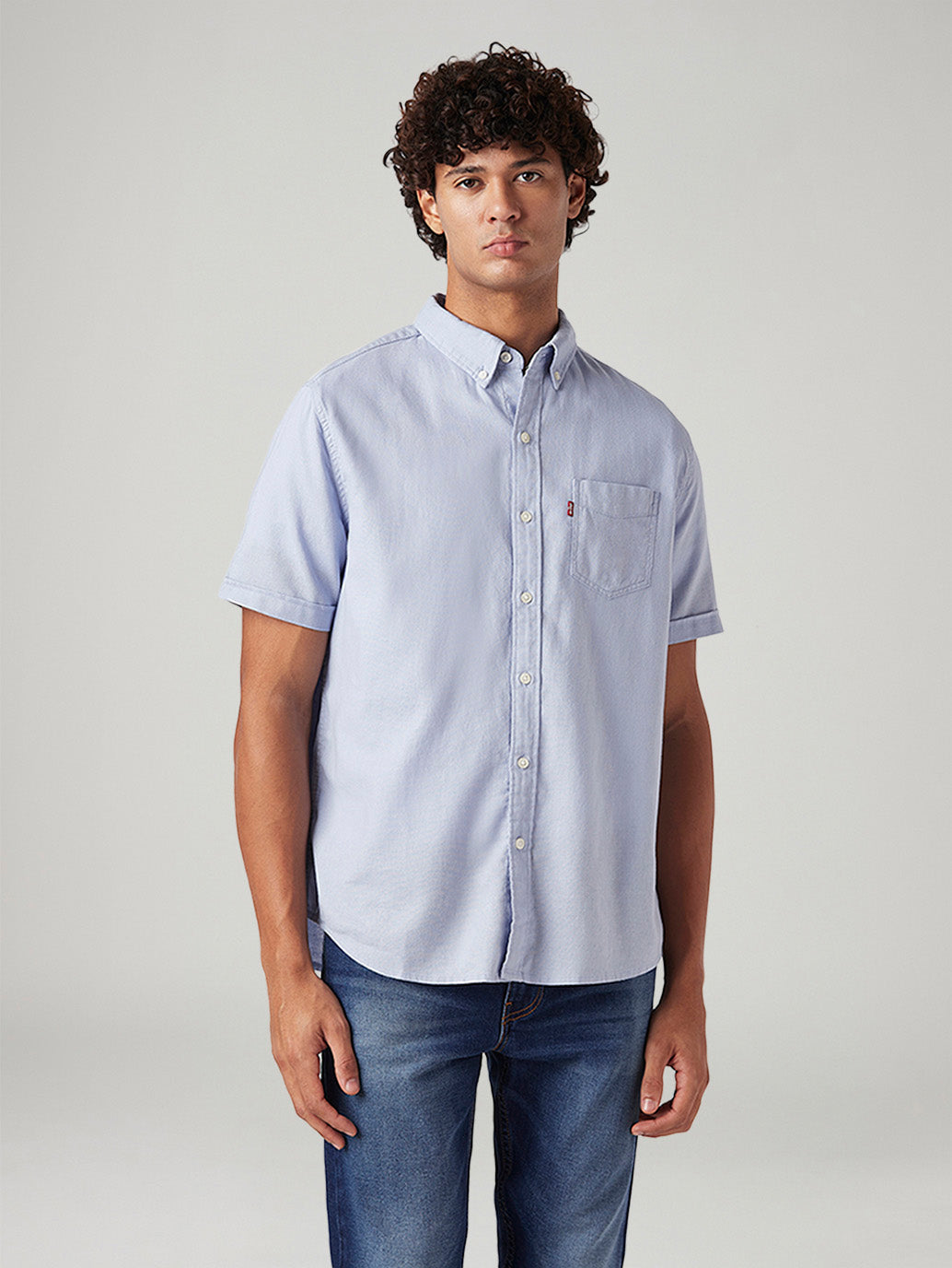Men's Solid Slim Fit Oxford Shirt - Front View