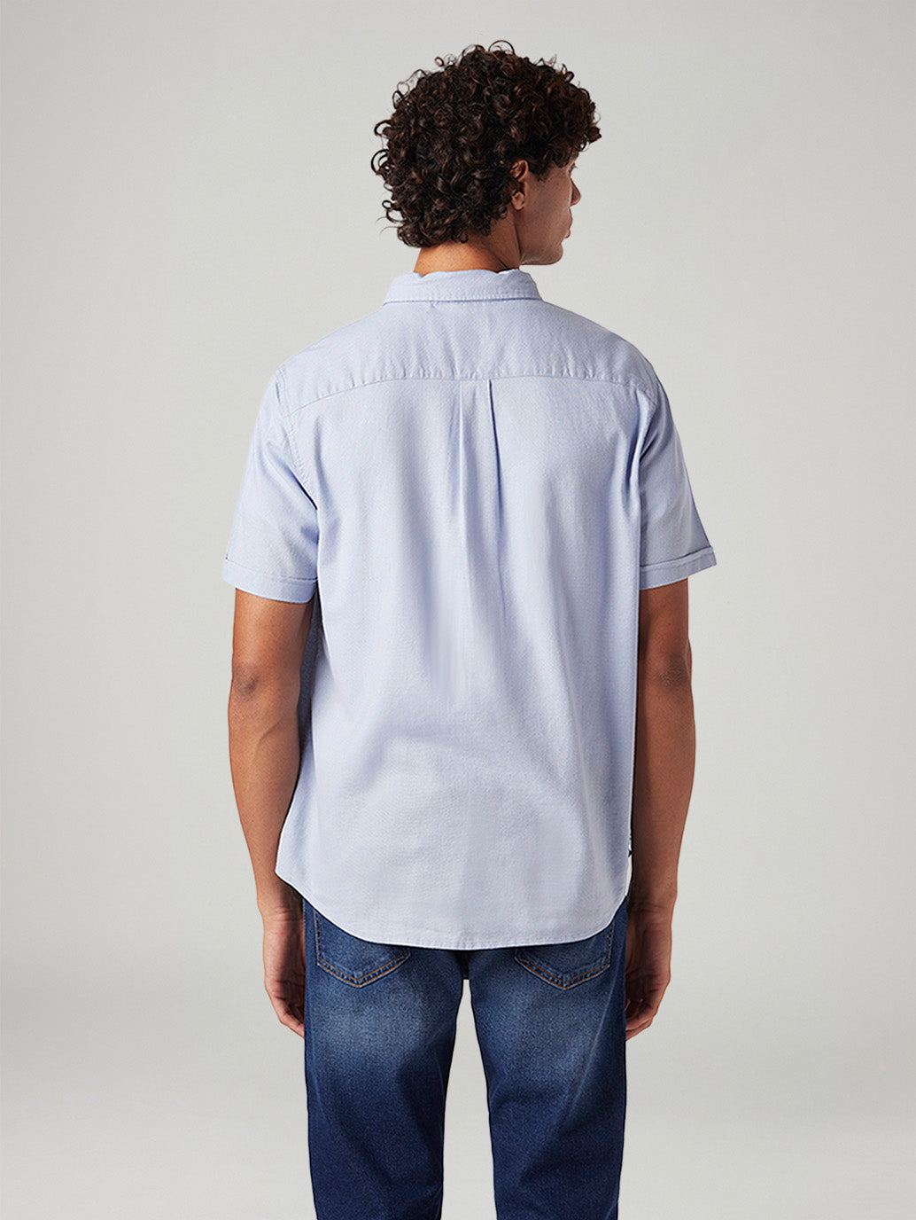 Men's Solid Slim Fit Oxford Shirt - Back View