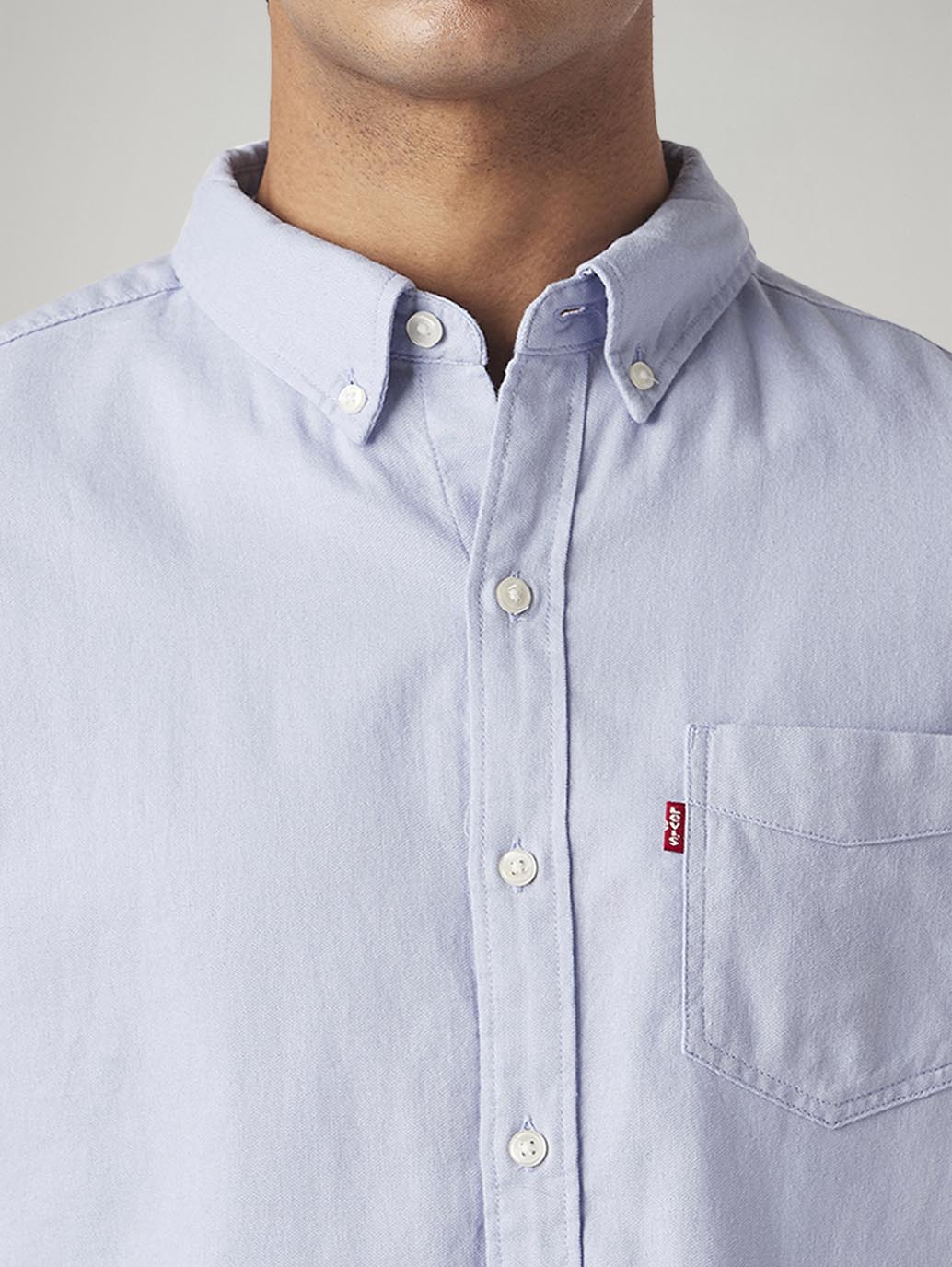 Men's Solid Slim Fit Oxford Shirt - Detail View