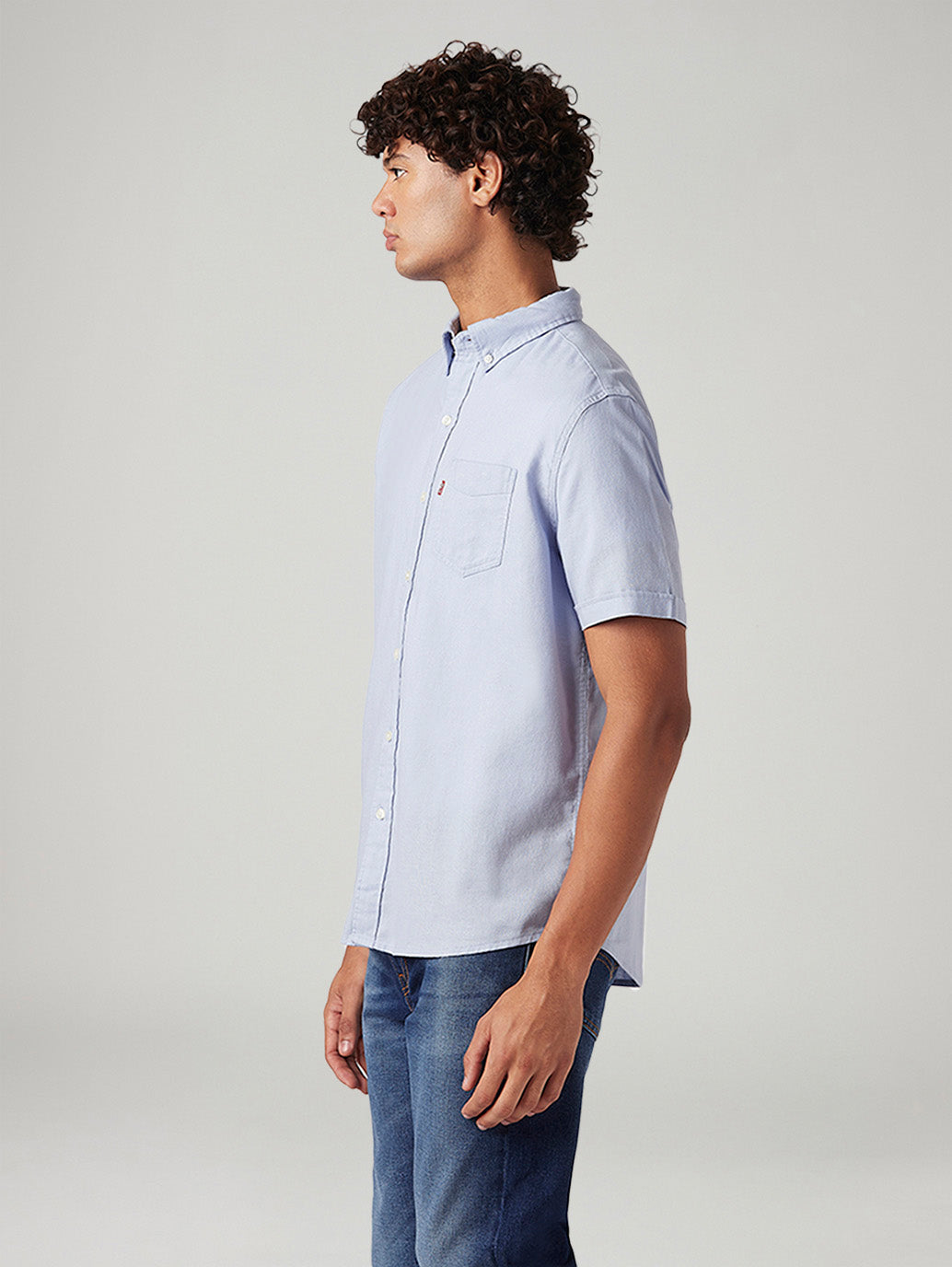 Men's Solid Slim Fit Oxford Shirt - Side View