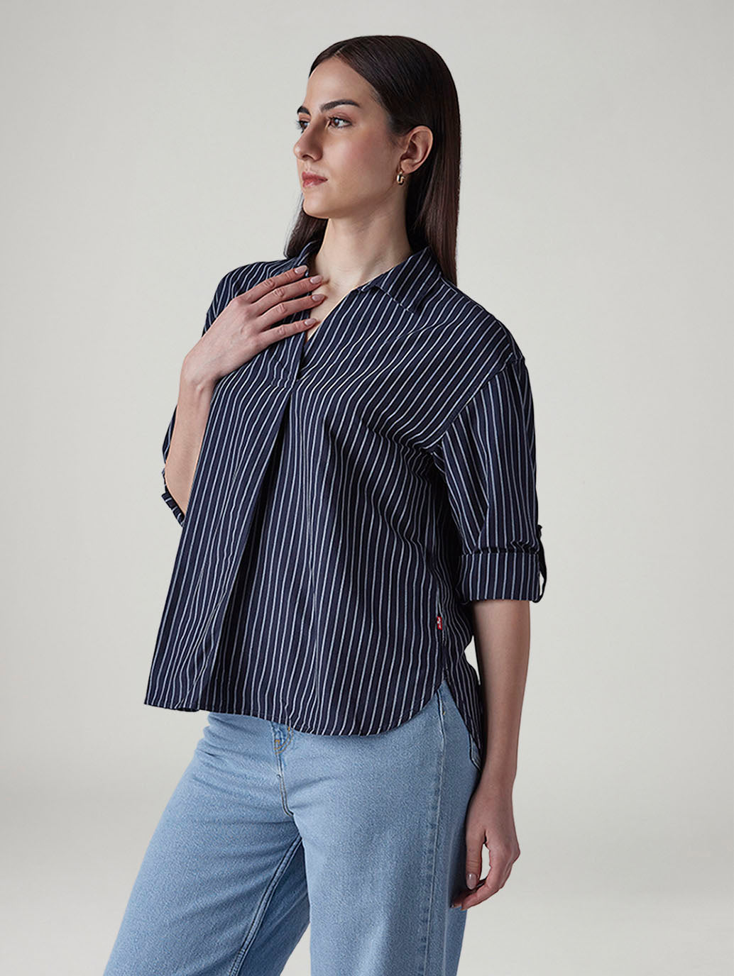 Women's Striped Regular Fit Top - Side View