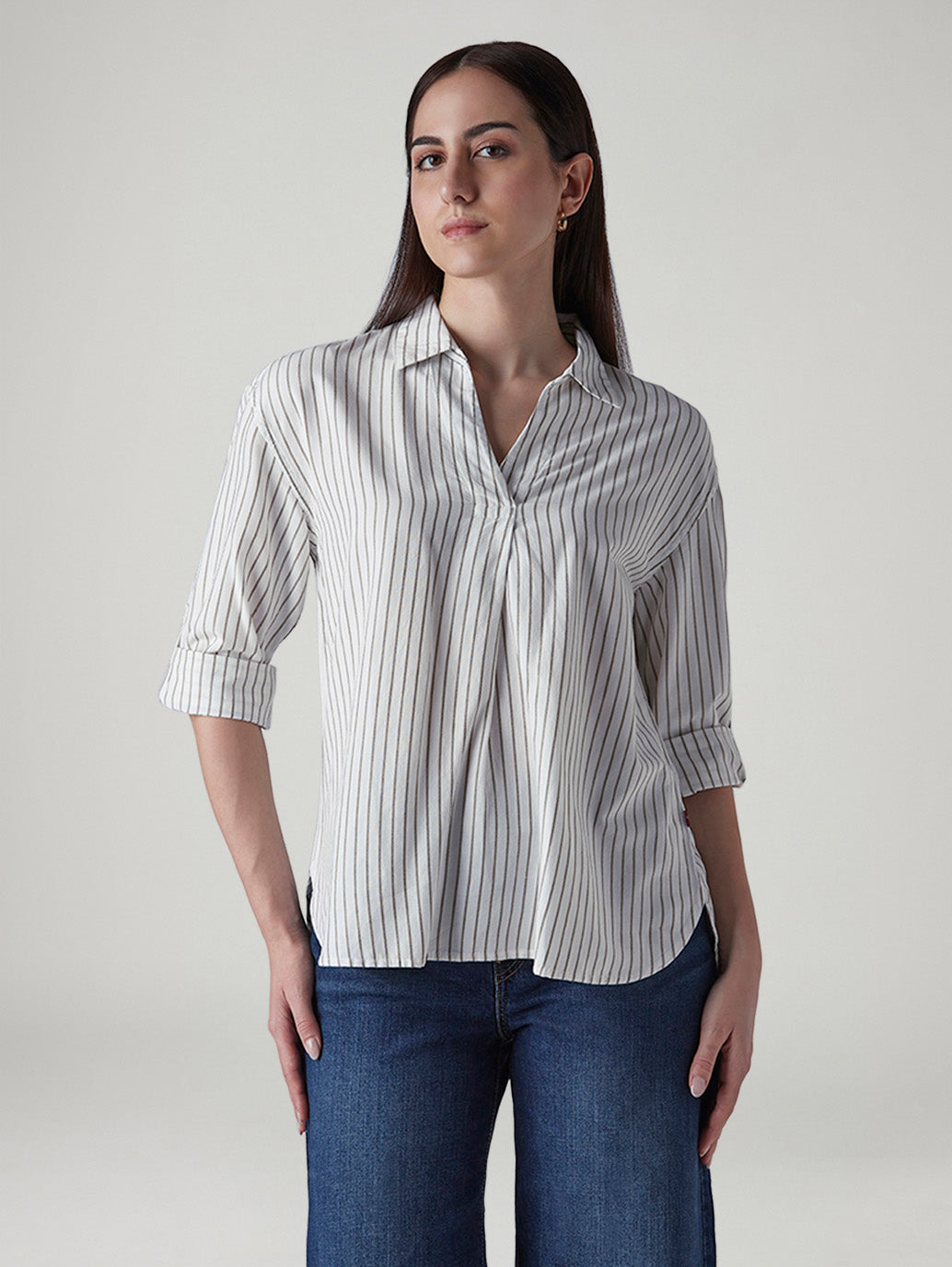 Women's Striped Regular Fit Top - Front View