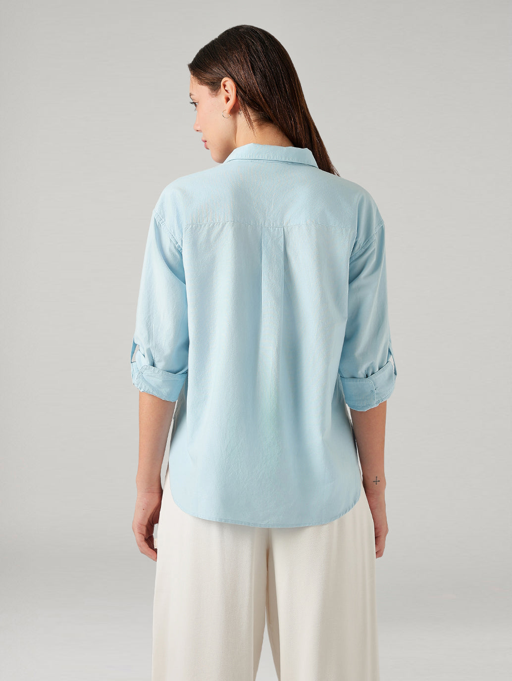 Women's Solid Regular Fit Shirt - Back View