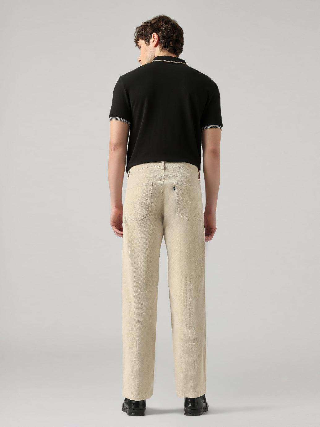 Men's 555 Beige Relaxed Straight Fit Mid Rise Chinos - Back View