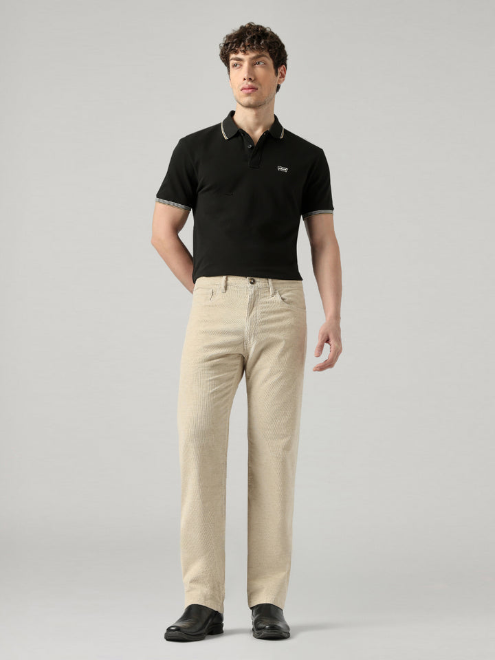 Men's 555 Beige Relaxed Straight Fit Mid Rise Chinos