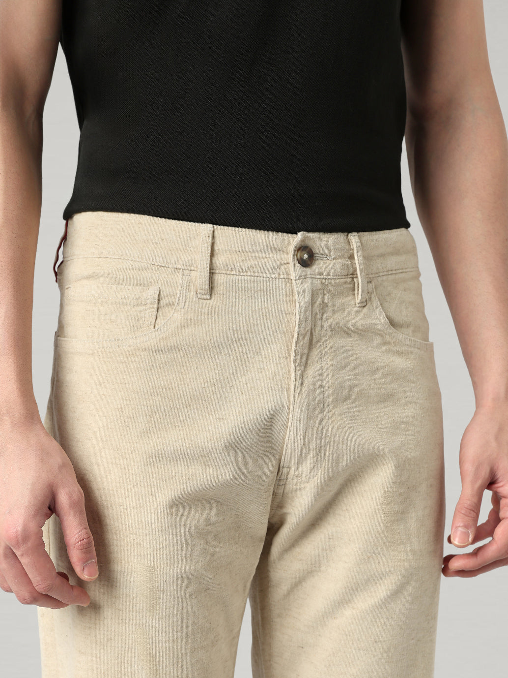 Men's 555 Beige Relaxed Straight Fit Mid Rise Chinos - Detail View