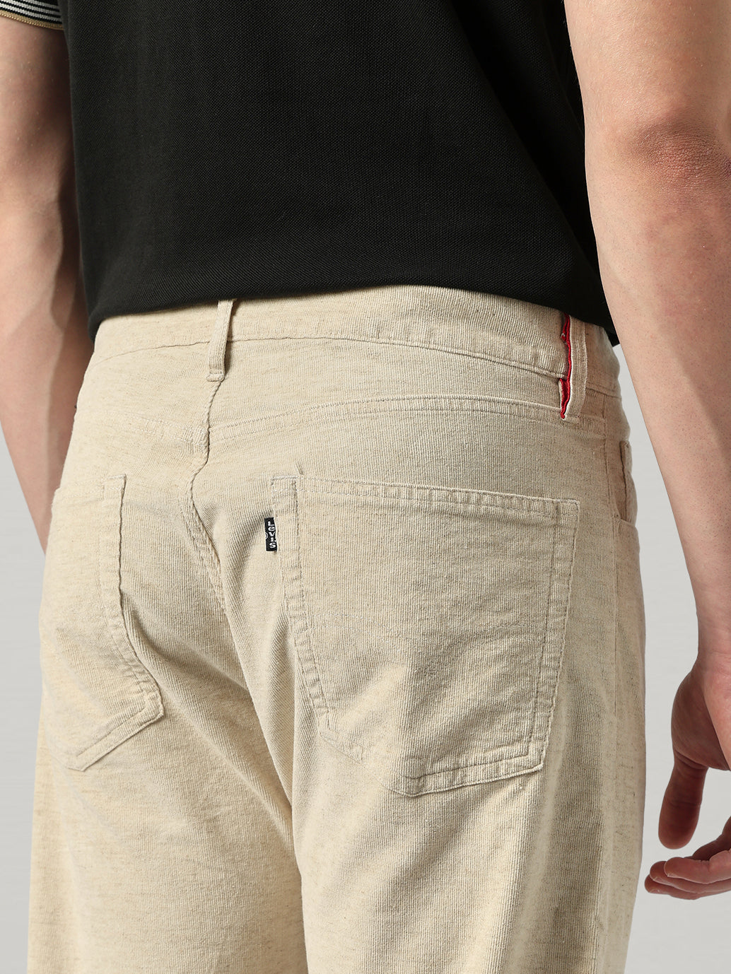 Men's 555 Beige Relaxed Straight Fit Mid Rise Chinos - Detail View