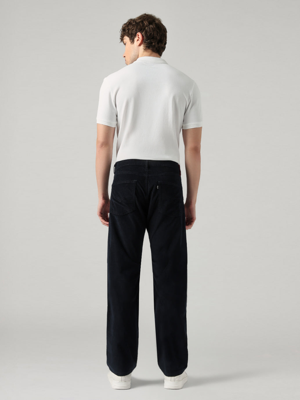 Men's 555 Black Relaxed Straight Fit Mid Rise Chinos - Back View