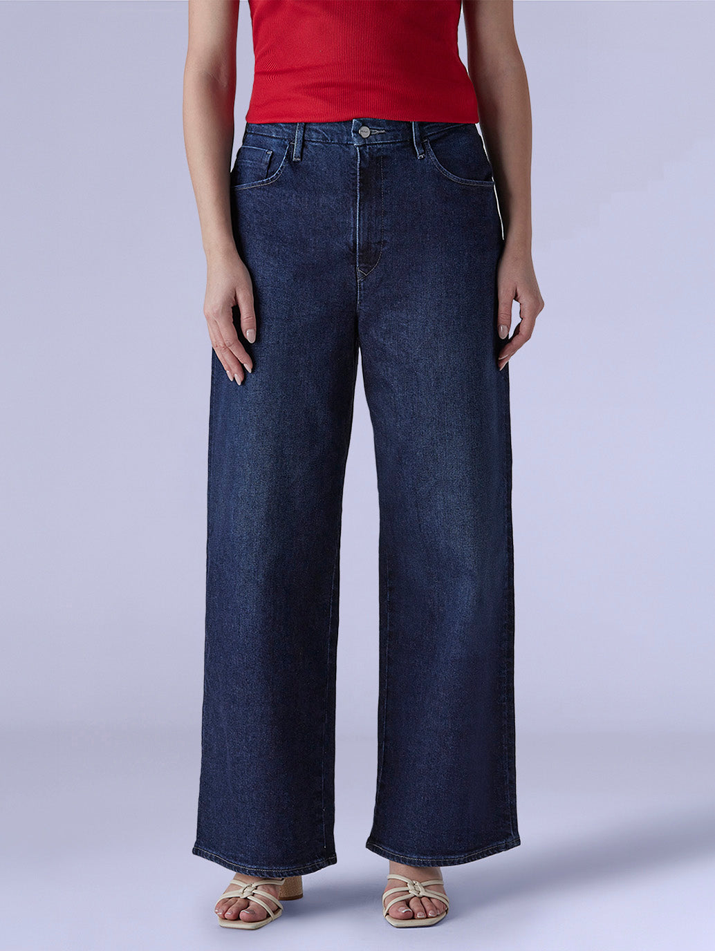 Women's Redloop Baggy Fit High Rise Cinched Jeans - Front View