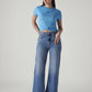 Women's Light Indigo Baggy Fit High Rise Redloop Cinched Jeans - Front View