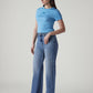 Women's Light Indigo Baggy Fit High Rise Redloop Cinched Jeans - Side View