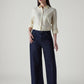 Women's Dark Indigo Baggy Fit High Rise Redloop Cinched Jeans - Front View
