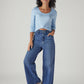 Women's Med Indigo Baggy Fit High Rise Cinched Jeans - f6188646-a496-43f8-8162-58e81623c4af View