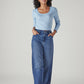 Women's Med Indigo Baggy Fit High Rise Cinched Jeans - 66565c7e-d145-4e43-b83d-99bacdfc3216 View