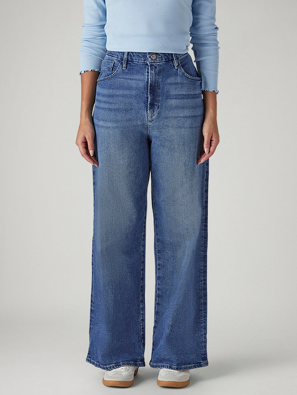 Women's Med Indigo Baggy Fit High Rise Cinched Jeans - 6eb1423e-6eb2-4ea9-935b-1b56d87d990e View