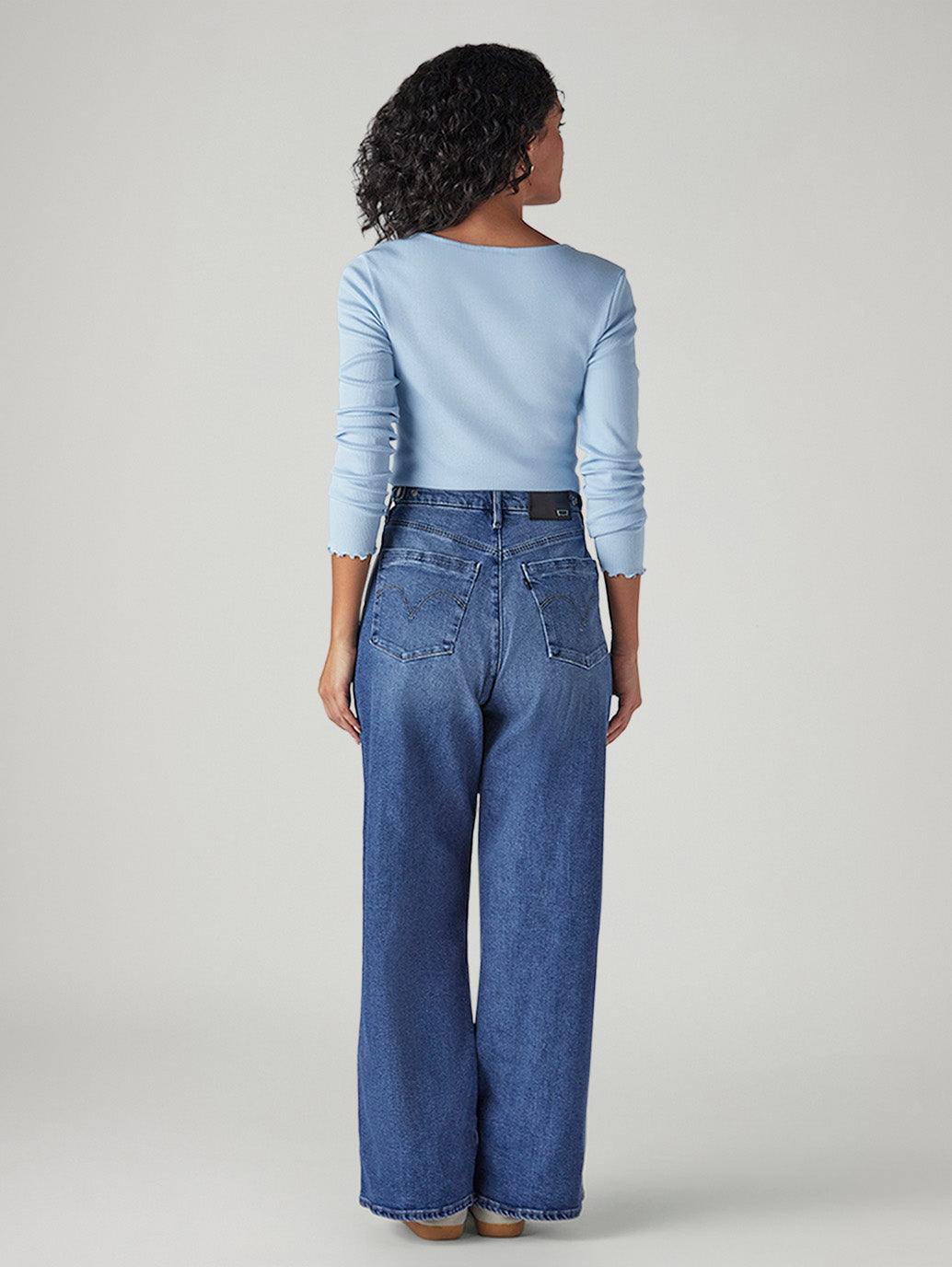 Women's Med Indigo Baggy Fit High Rise Cinched Jeans - a6037858-485d-450c-9178-767f9b885664 View