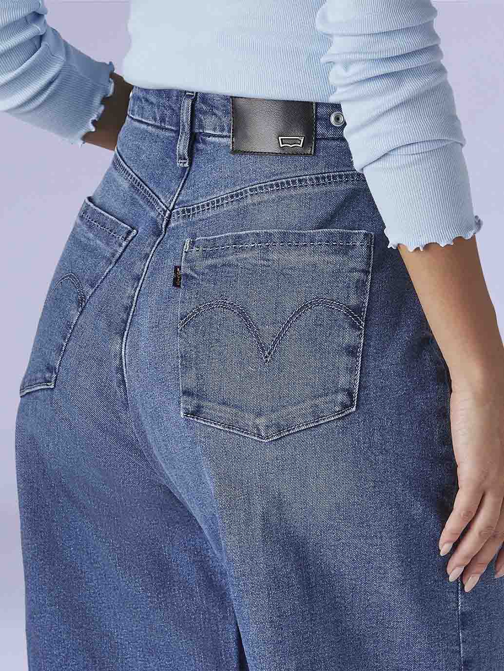 Women's Redloop Med Indigo Baggy Fit High Rise Cinched Jeans - 9e32c7b1-ca92-4777-9645-e2a41f229cc3 View