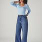 Women's Med Indigo Baggy Fit High Rise Cinched Jeans - Side View