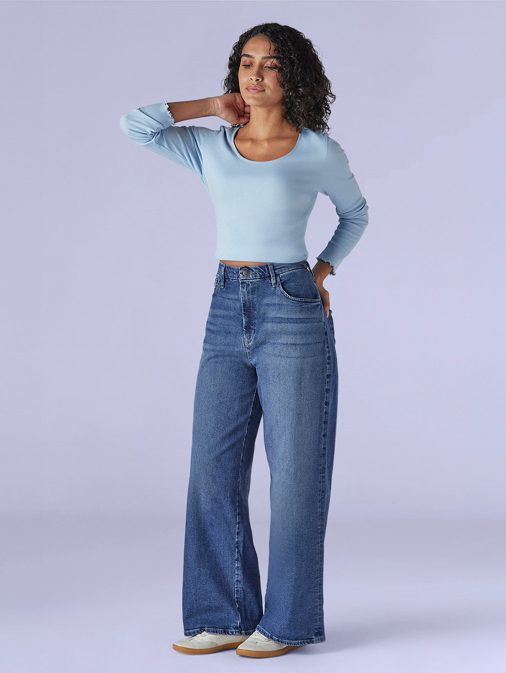 Women's Redloop Med Indigo Baggy Fit High Rise Cinched Jeans - 1fa56b78-a17c-465c-a313-98e40e274311 View