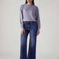 Women's Dark Indigo Baggy Fit High Rise Redloop Cinched Jeans - Front View