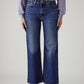 Women's Dark Indigo Baggy Fit High Rise Redloop Cinched Jeans - Front View