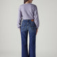 Women's Dark Indigo Baggy Fit High Rise Redloop Cinched Jeans - Back View