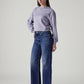 Women's Dark Indigo Baggy Fit High Rise Redloop Cinched Jeans - Side View