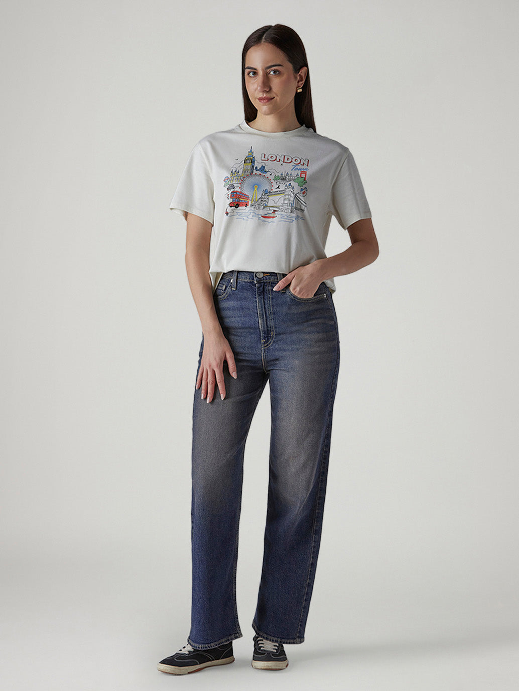 Women's Dark Indigo Ribcage Flared Fit High Rise Jeans