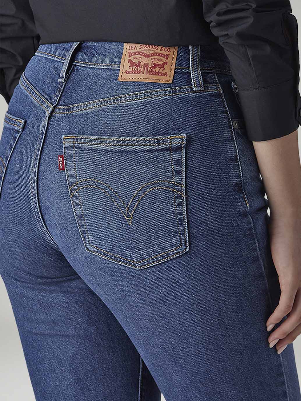 Women's Med Indigo Ribcage Flared Fit High Rise Jeans - 20 View