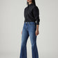 Women's Med Indigo Ribcage Flared Fit High Rise Jeans - Side View