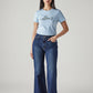 Women's Dark Blue Ribcage Flared Fit High Rise Jeans - Styleshot View