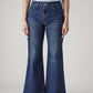 Women's Dark Blue Ribcage Flared Fit High Rise Jeans - Front View