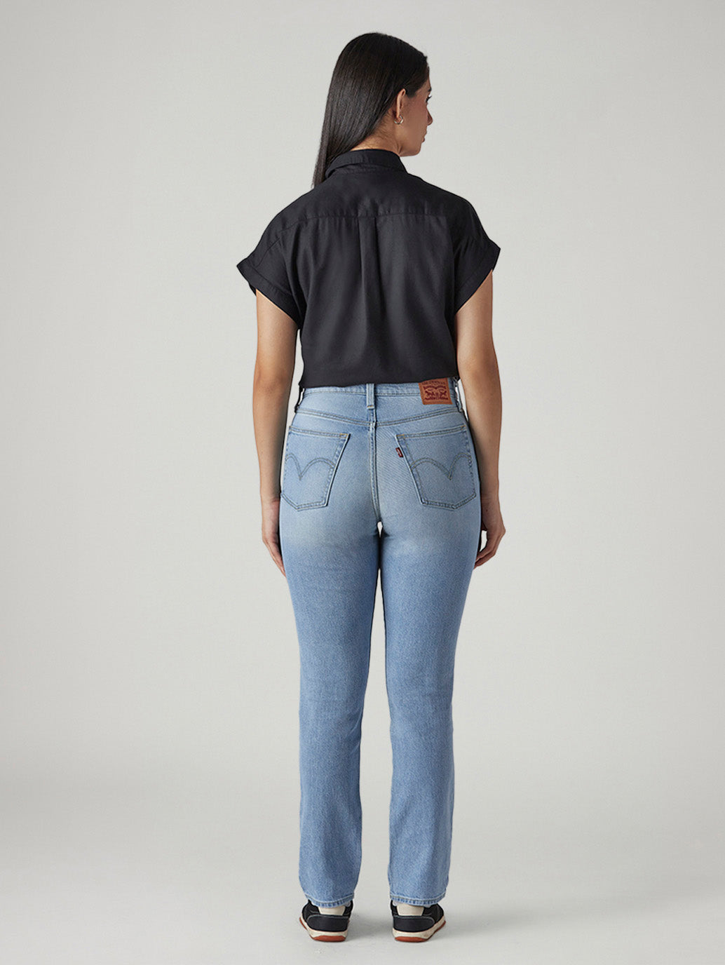 Women's Light Blue Ribcage Slim Fit High Rise Jeans - Back View