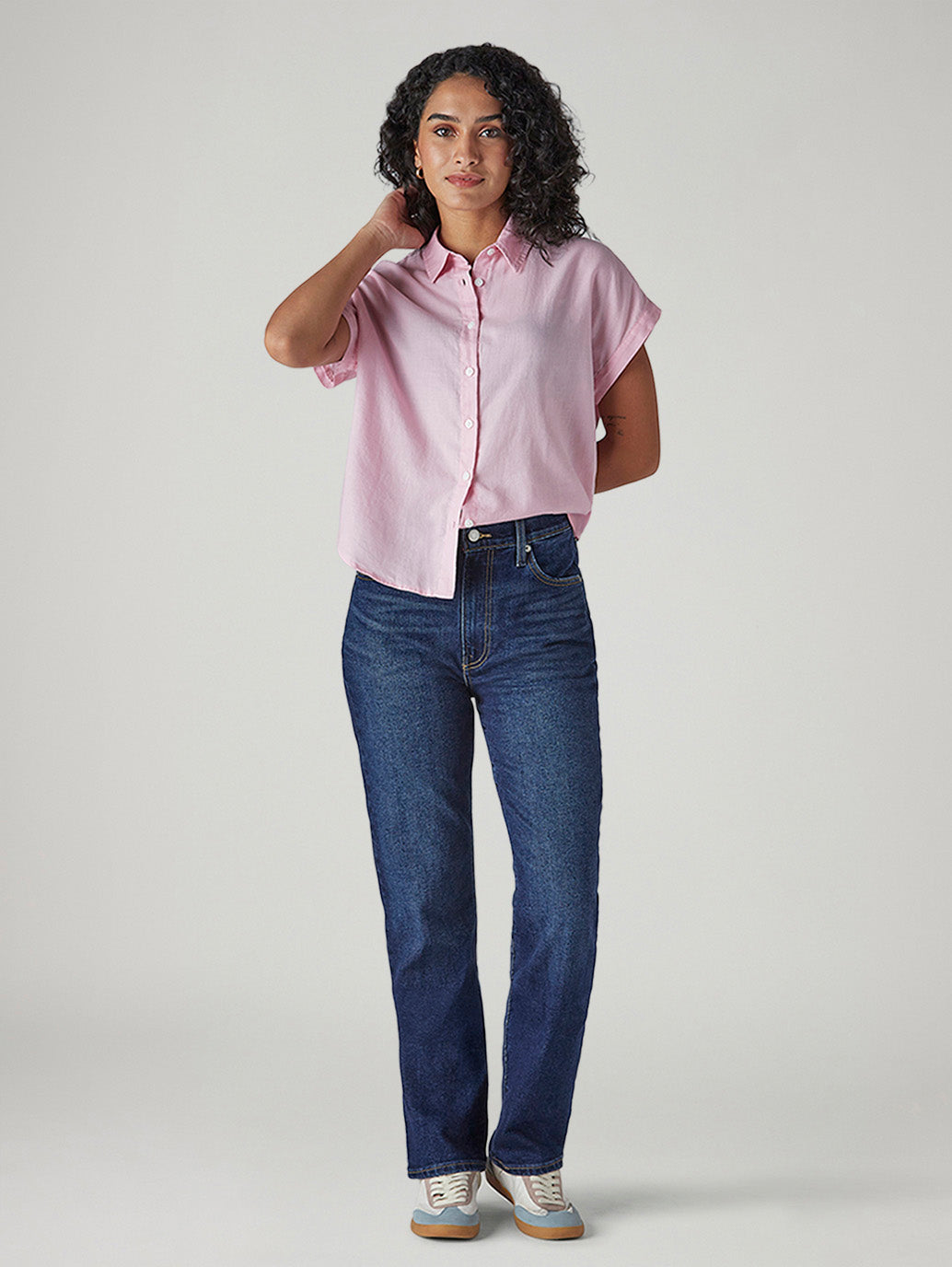Women's Dark Blue Ribcage Slim Fit High Rise Jeans