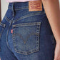 Women's Dark Blue Ribcage Slim Fit High Rise Jeans - Detail View