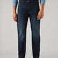 Men's Dark Blue Relaxed Straight Fit Mid Rise Commuter Jeans - Front View