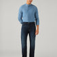 Men's Dark Blue Relaxed Straight Fit Mid Rise Commuter Jeans - Front View